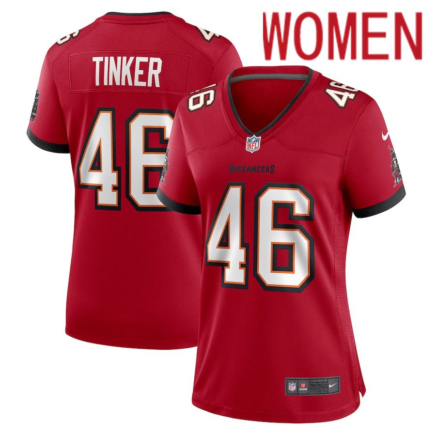 Women Tampa Bay Buccaneers #46 Carson Tinker Nike Red Game NFL Jersey->women nfl jersey->Women Jersey